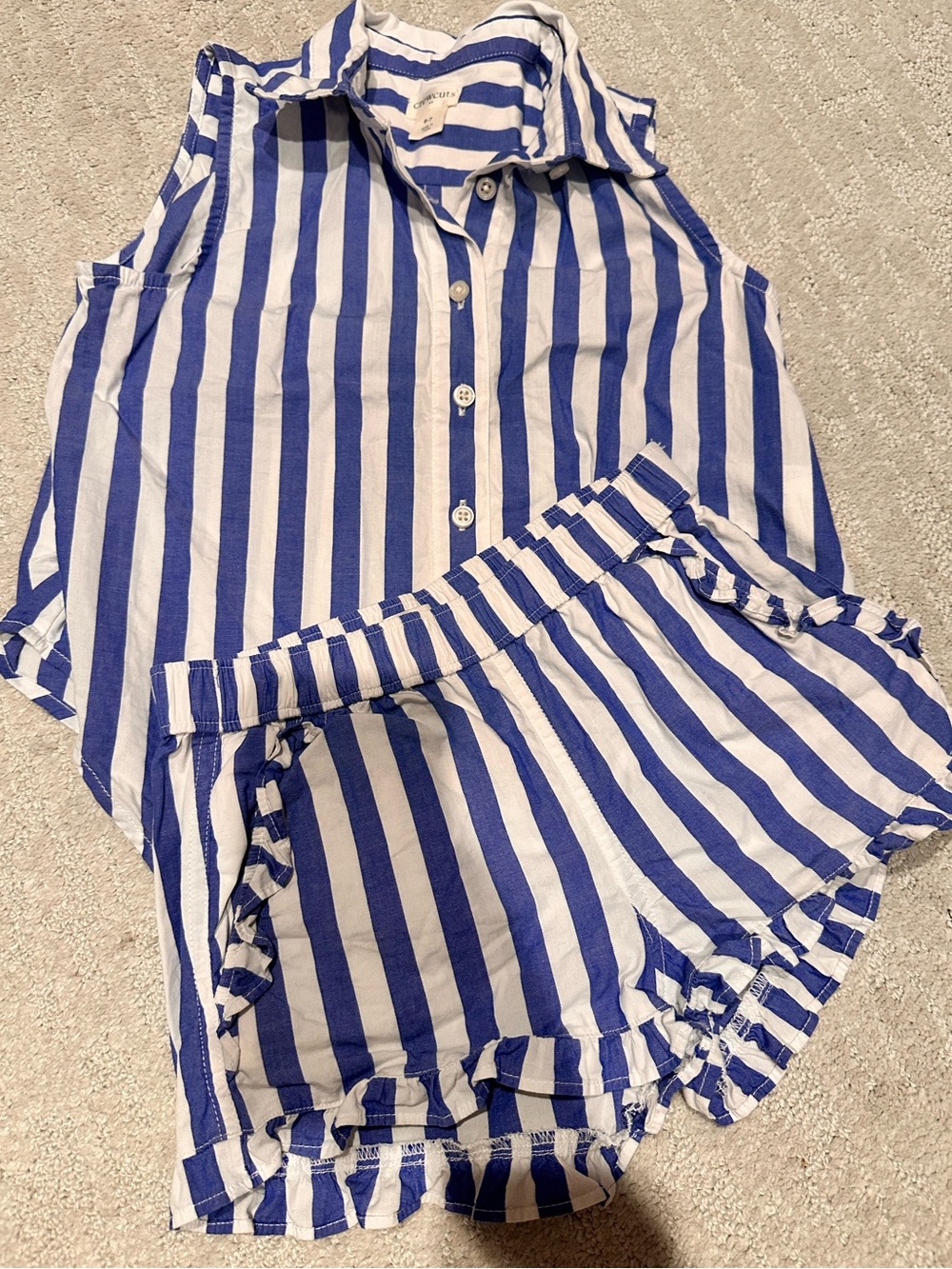 J. Crew White & Blue Vertical Stripe 2 pc set